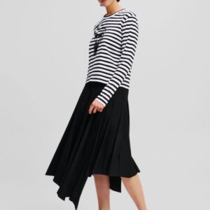 KARL LAGERFELD Czarny damski lonsgleeve Ikon Print Stripe