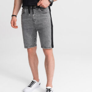 Krótkie spodenki męskie jeansowe - szare V4