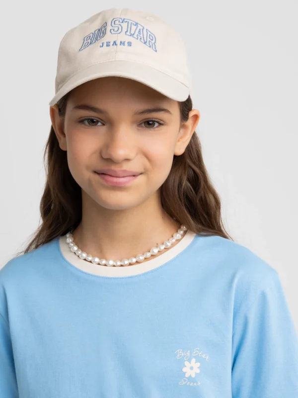 Koszulka dziewczęca wykoŅczona białą lamówką niebieska Estera 401