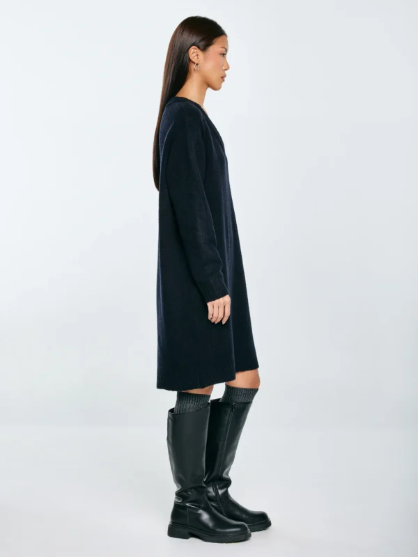 Sukienka damska dzianinowa z dodatkiem wełny czarna Julita 906