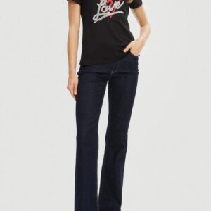 GUESS Czarny damski t-shirt Pearls Love