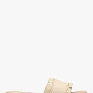 Kremowe skórzane klapki damskie