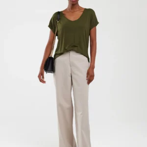 Koszulka damska o luźnym kroju khaki Valeria 303