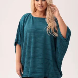 Zielona kimonowa bluzka Gabi z poświatą srebra PLUS