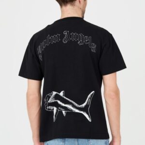 PALM ANGELS Czarny męski t-shirt Broken Shark Classic Tee