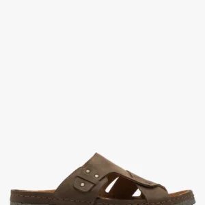 Brązowe klapki męskie z ozdobną cholewką