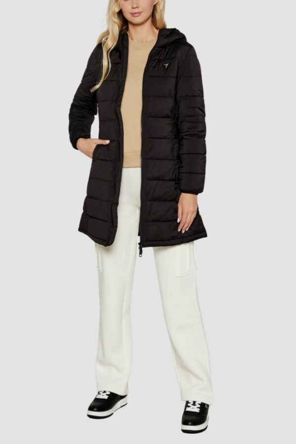 GUESS Czarna długa damska kurtka New Aleta