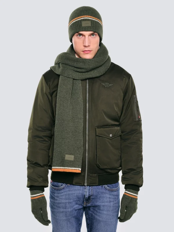 Czapka męska z kolorowym akcentem khaki Wandegor 303