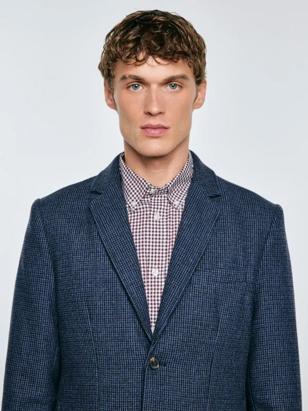 Marynarka męska z dodatkiem wełny granatowa Ares 403