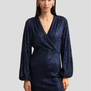 Sukienka damska mini cekinowa granatowa Loreta 403