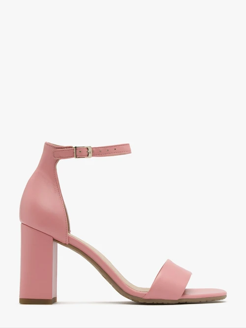 Dwuczęściowe różowe sandały na słupku