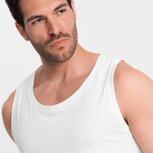 Męska bawełniana koszulka tank top BASIC – biała V1