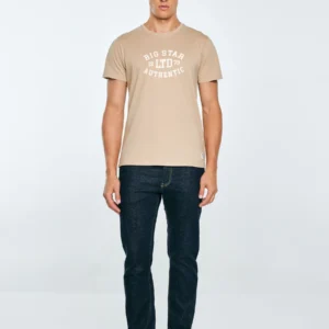 Koszulka męska z nadrukiem beżowa Teller 804