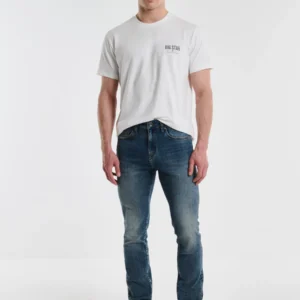 Jeansy męskie z przetarciami granatowe Ervad 750