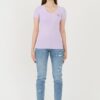 GUESS Lawendowy damski t-shirt Mini Triangle Tee