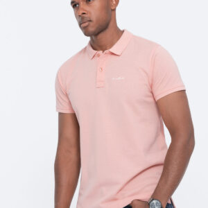 Koszulka polo z dzianiny pique - jasnoróżowa V5