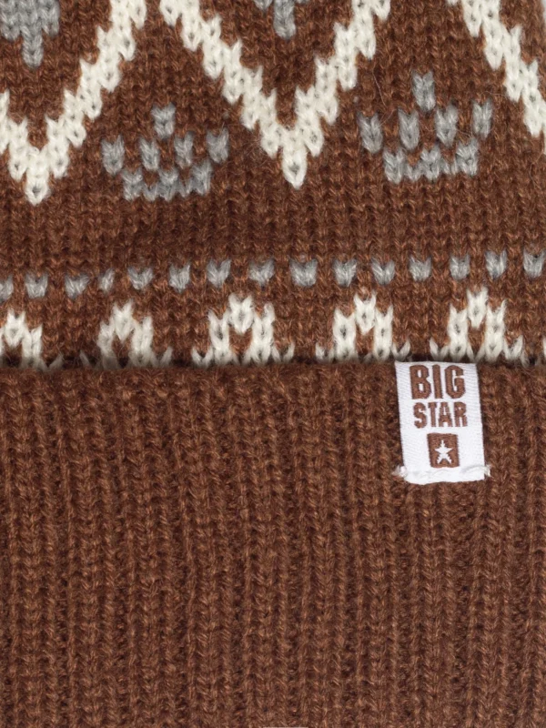 Czapka zimowa z pomponem brązowa Igory 804