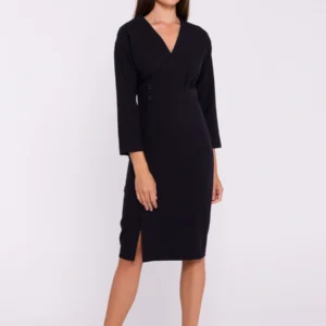 Elegancka sukienka ołówkowa z zaznaczoną talią czarna