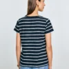 Koszulka damska z dekoltem v-neck w paski granatowa Retina 403