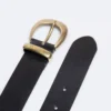 Pasek damski skórzany z zaokrągloną złotą klamrą czarny Hela 906