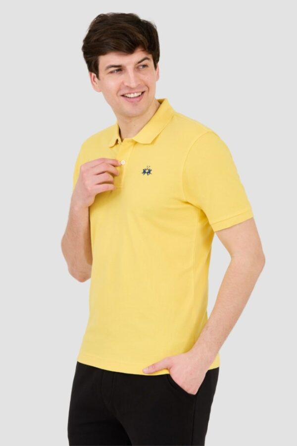 LA MARTINA Żółte męskie polo z małym logo