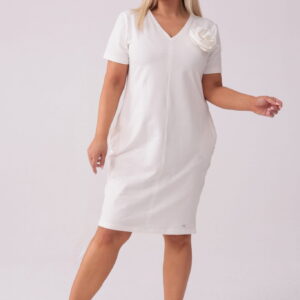 Sukienka Eloise w kolorze ecru - Casualowa Elegancja PLUS SIZE XXL LATO