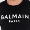 BALMAIN Czarny t-shirt męski ze srebrnym logo