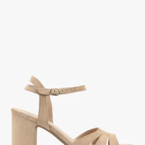 Welurowe sandały damskie na obcasie