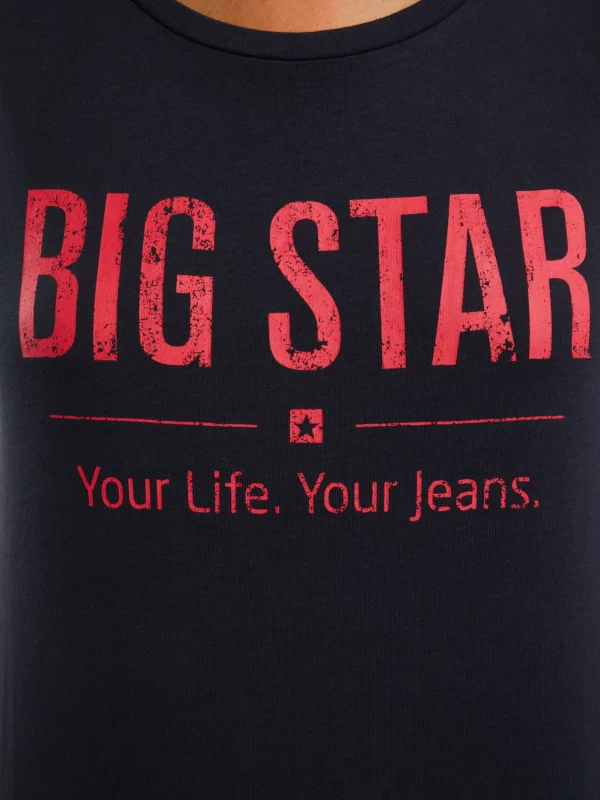 Koszulka damska o klasycznym kroju granatowa Brunona 403