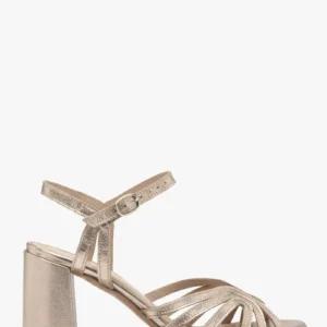 Platynowe sandały damskie na słupku