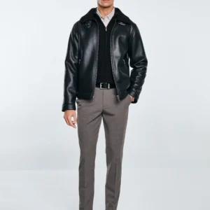 Spodnie męskie z kantem w kratę brązowe Jordini 803