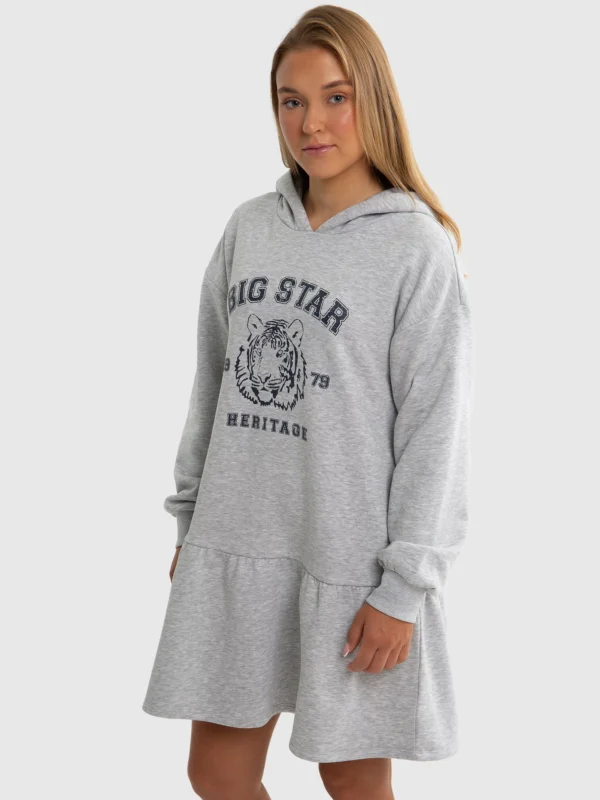 Sukienka dziewczęca dzianinowa z kapturem szara Fleur 901