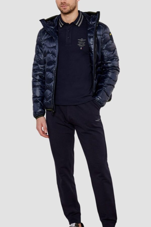 AERONAUTICA MILITARE Granatowy męski longsleeve polo Frecce Tricolori