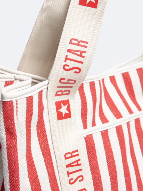 Torba damska z tkaniny w paski czerwona Mavia 603