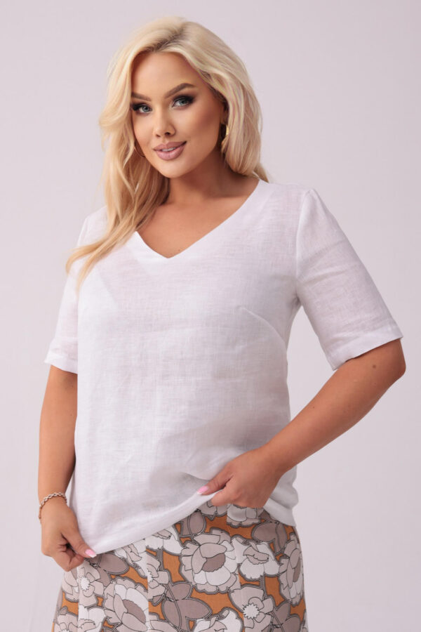 c7408edd5d327340233810ed954e47143b59cf3a Lniana bluzka Blanca w kolorze optical white PLUS SIZE OVERSIZE