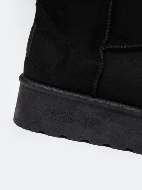 śniegowce damskie na podwyższonej podeszwie wsuwane czarne OO274898 906