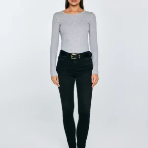 Bluzka damska z długim rękawem szara Classic 991