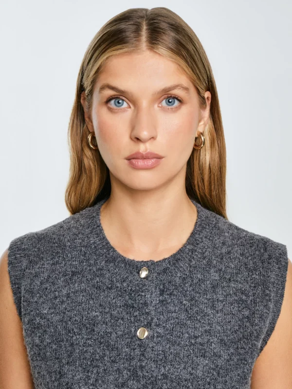 Kamizelka damska sweterkowa z dodatkiem wełny szara Vesta 903