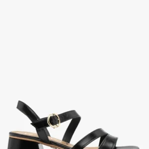 Czarne sandały na niskim słupku