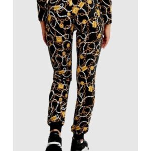 MOSCHINO Damskie spodnie dresowe w złote łańcuchy