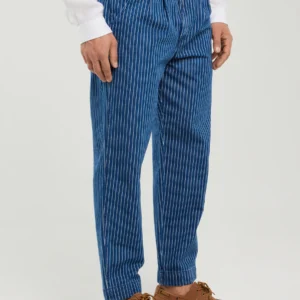 Jeansy męskie loose w prążek granatowe Temir 540