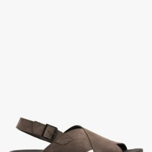 Szaro-brązowe sandały z zapięciem na klamrę