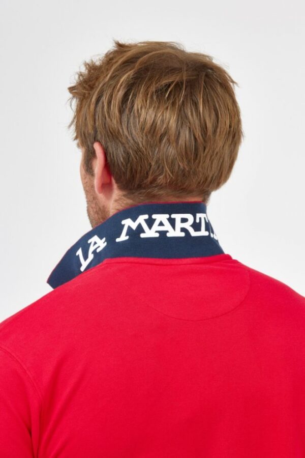 LA MARTINA Czerwona męska koszulka polo z wyszywanym logo
