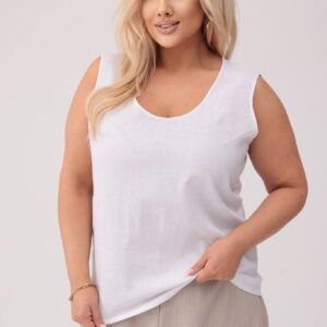 Lniany top Clea w białym kolorze PLUS SIZE OVERSIZE