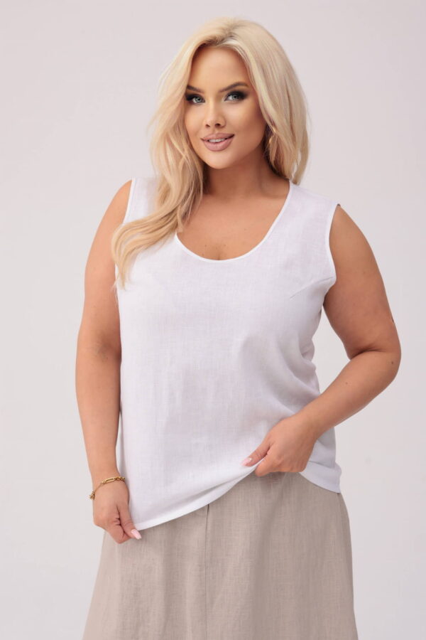 cbb52eae2307497b740dde91d0187d0c1ab5bf7b Lniany top Clea w białym kolorze PLUS SIZE OVERSIZE