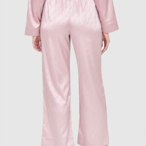 JUICY COUTURE Różowe satynowe spodnie piżamowe damskie w logo
