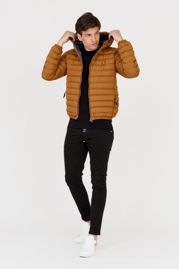 INVICTA Brązowa męska kurtka puchowa z kapturem