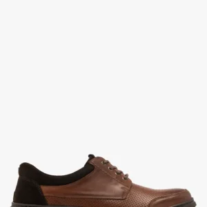 Ciemnobrązowe półbuty męskie z ozdobną perforacją