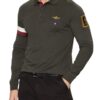 AERONAUTICA MILITARE Szarozielony męski longsleeve polo Tricolor