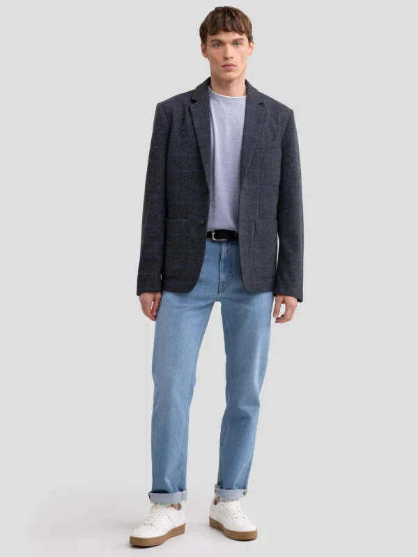 Marynarka męska w kratę z dodatkiem wełny szara Joseef 902